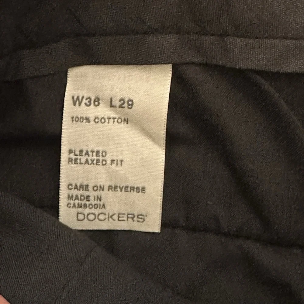 Y2K Dockers Corduroy Pants Men's 36x29 Navy Relaxed Fit Pleated Wide Wale Cuffed